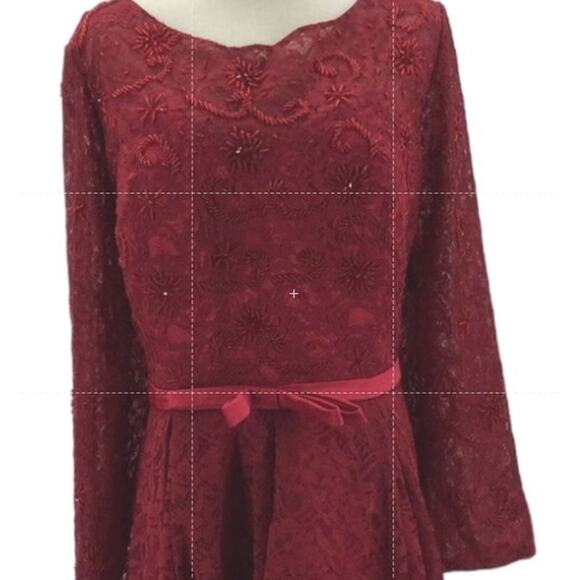 FORMAL SZ 22 3x plus red lace beaded embroidered hi low lace up dress NEW B149 - Picture 7 of 8
